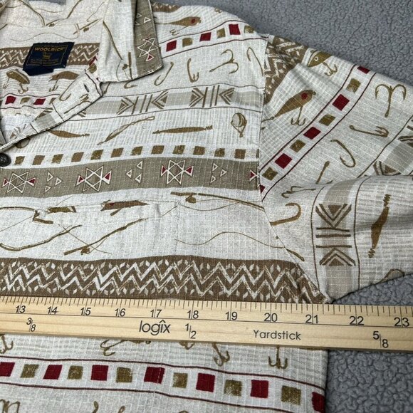 Vintage Woolrich Shirt Mens Medium Fishing Rip Stop Tackle Lures Aztek Outdoor - Picture 10 of 13